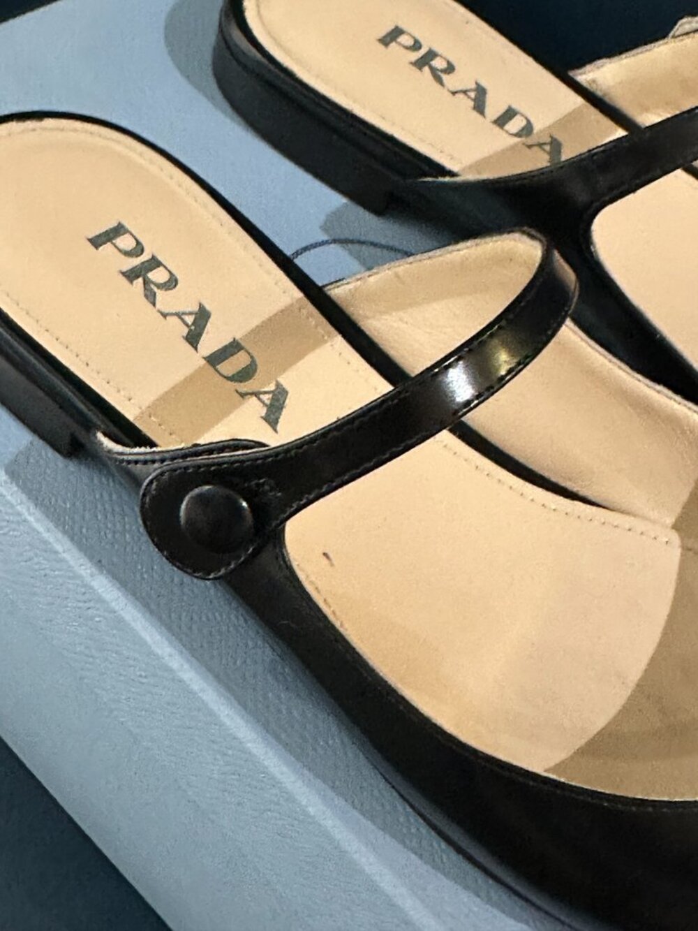 Prada Leather Mary Jane Flat Mules - Picture 7 of 9